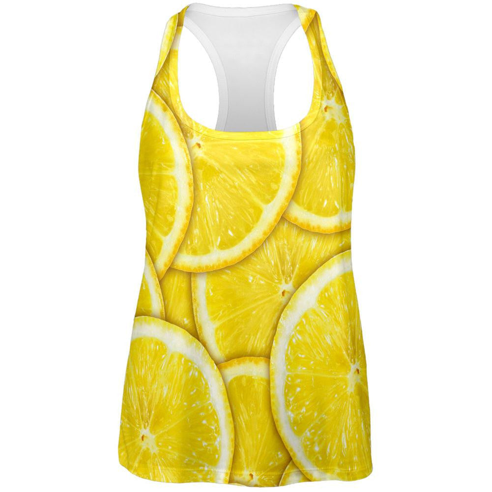 Lemons Citrus All Over Womens Work Out Tank Top Women's Tank Tops Old Glory 2XL White