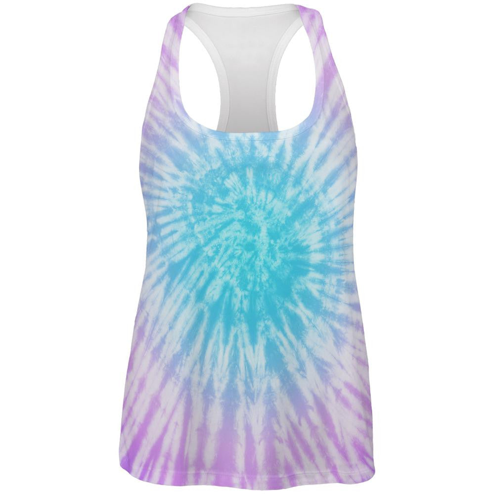 Dead Head Tie Dye All Over Womens Work Out Tank Top Women's Tank Tops Old Glory 2XL White