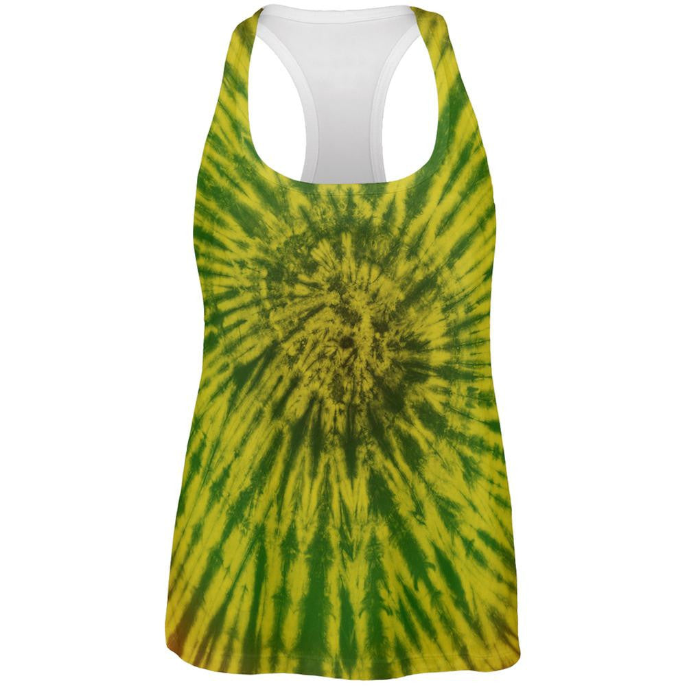 Rasta Tie Dye All Over Womens Work Out Tank Top Women's Tank Tops Old Glory 2XL White