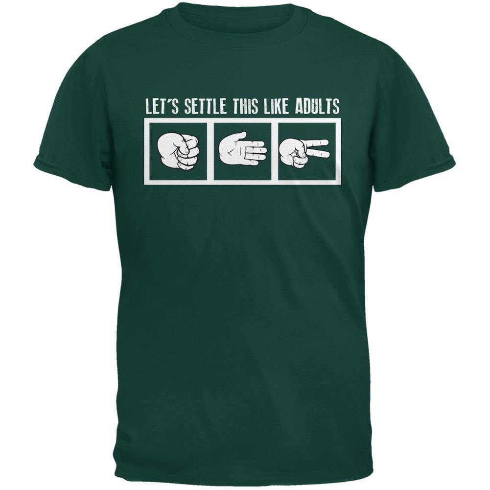 Let's Settle This Like Adults Rock Paper Scissor Forest Green Adult T-Shirt Men's T-Shirts Old Glory 2XL Green