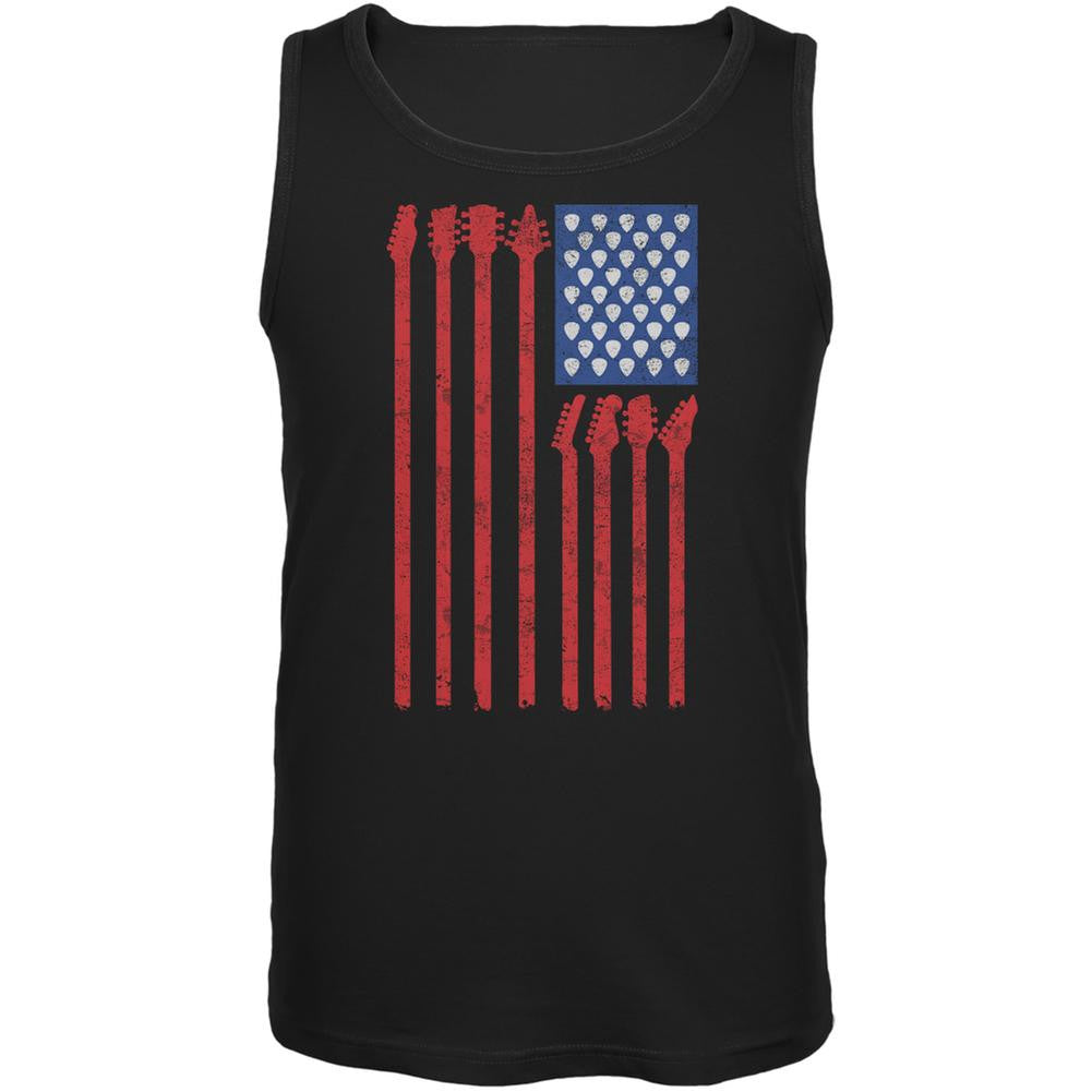 4th Of July Stars and Strings Guitar American Flag Black Adult Tank Top Men's Tank Tops Old Glory 2XL Black
