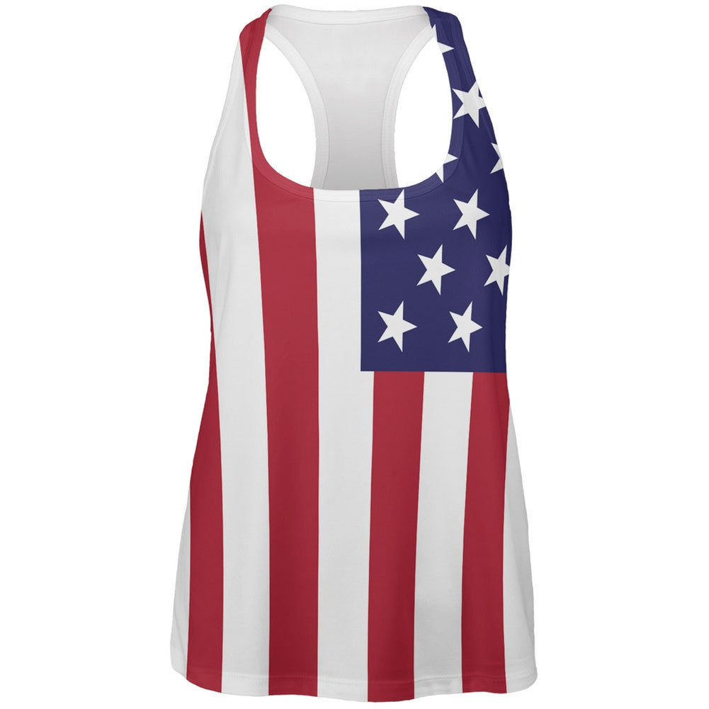 4th of July American Flag All Over Womens Work Out Tank Top Women's Tank Tops Old Glory 2XL Multi