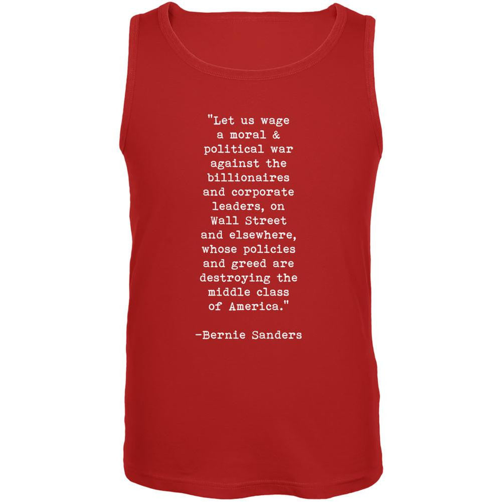 Election 2016 Bernie Sanders Quote Moral War Red Adult Tank Top Men's Tank Tops Old Glory 2XL Red