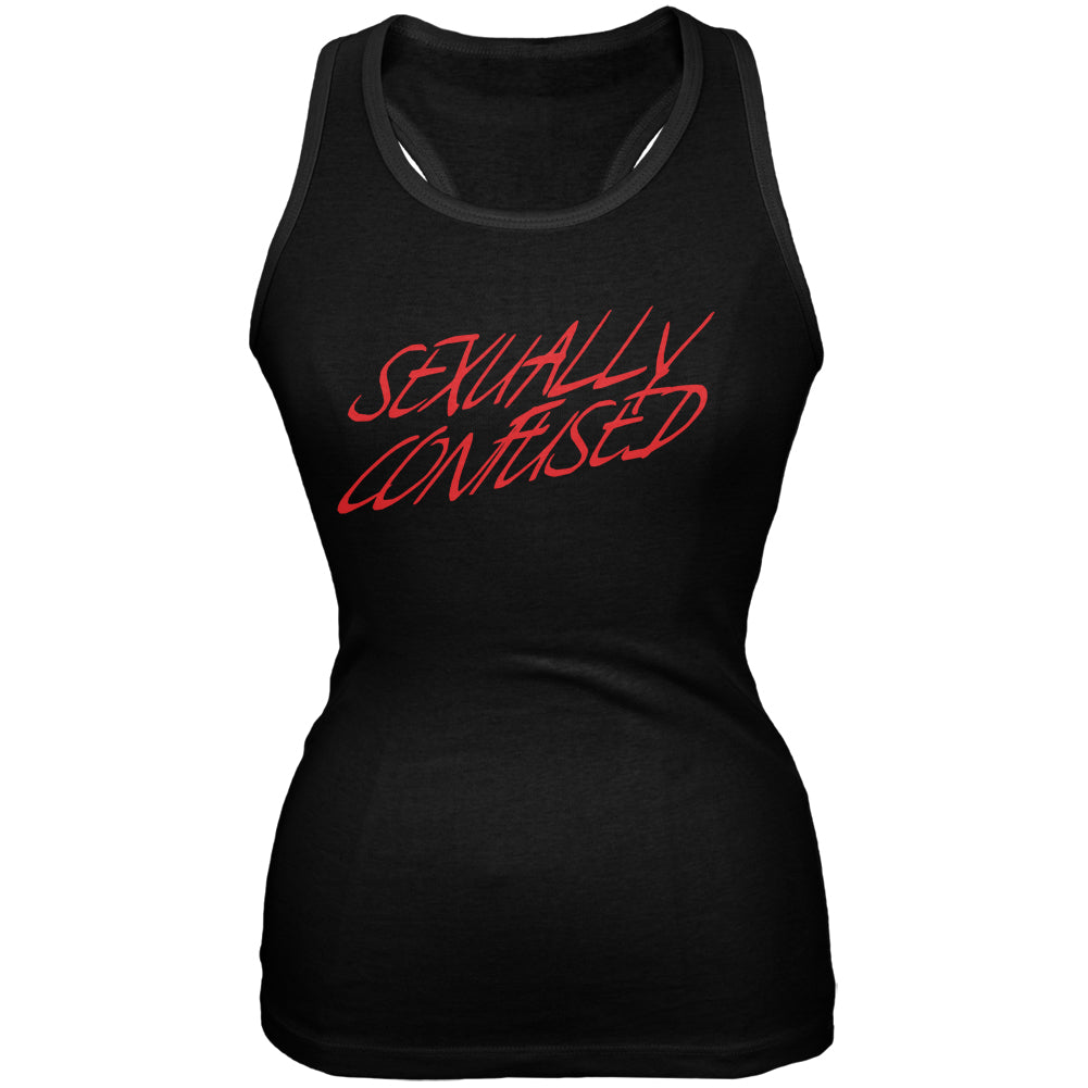 Sexually Confused LGBT Funny Black Juniors Soft Tank Top Juniors Tank Tops LGBT 2XL Black