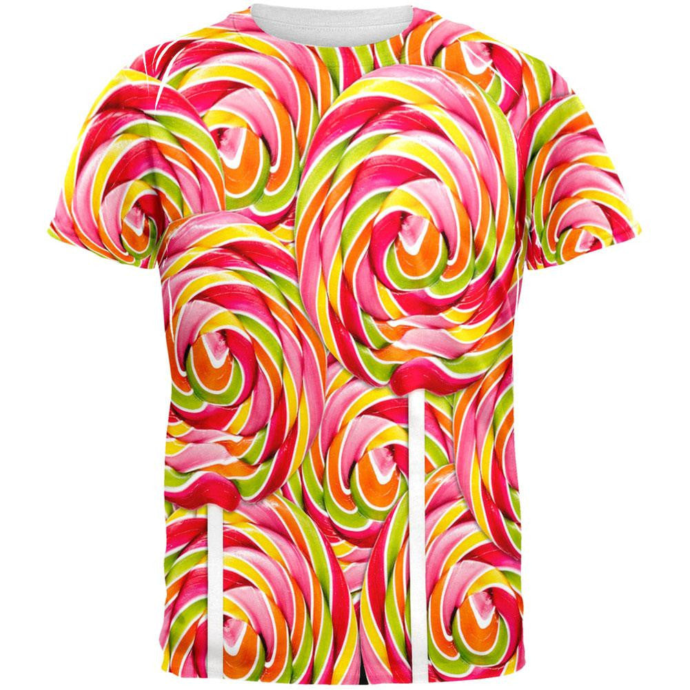 Swirl Giant Lollipop All Over Adult T-Shirt Men's T-Shirts Old Glory 2XL Multi