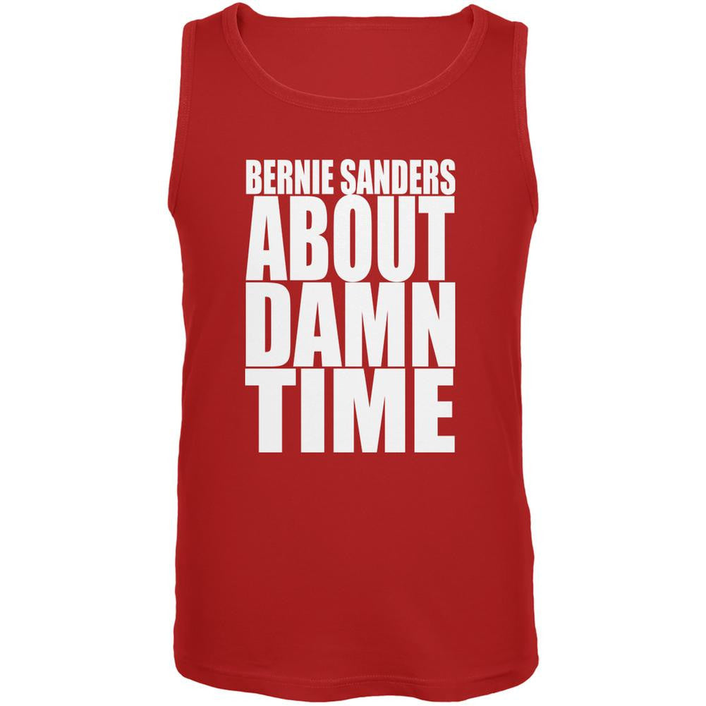 Election 2016 Bernie Sanders About Damn Time Red Adult Tank Top Men's Tank Tops Old Glory 2XL Red