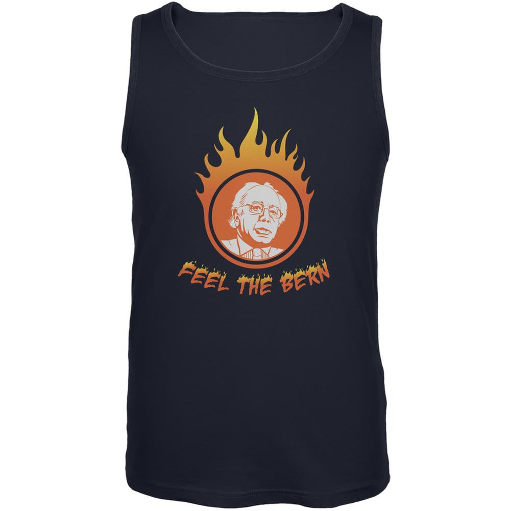 Election 2016 Bernie Sanders Feel The Bern Navy Adult Tank Top Men's Tank Tops Old Glory 2XL Blue