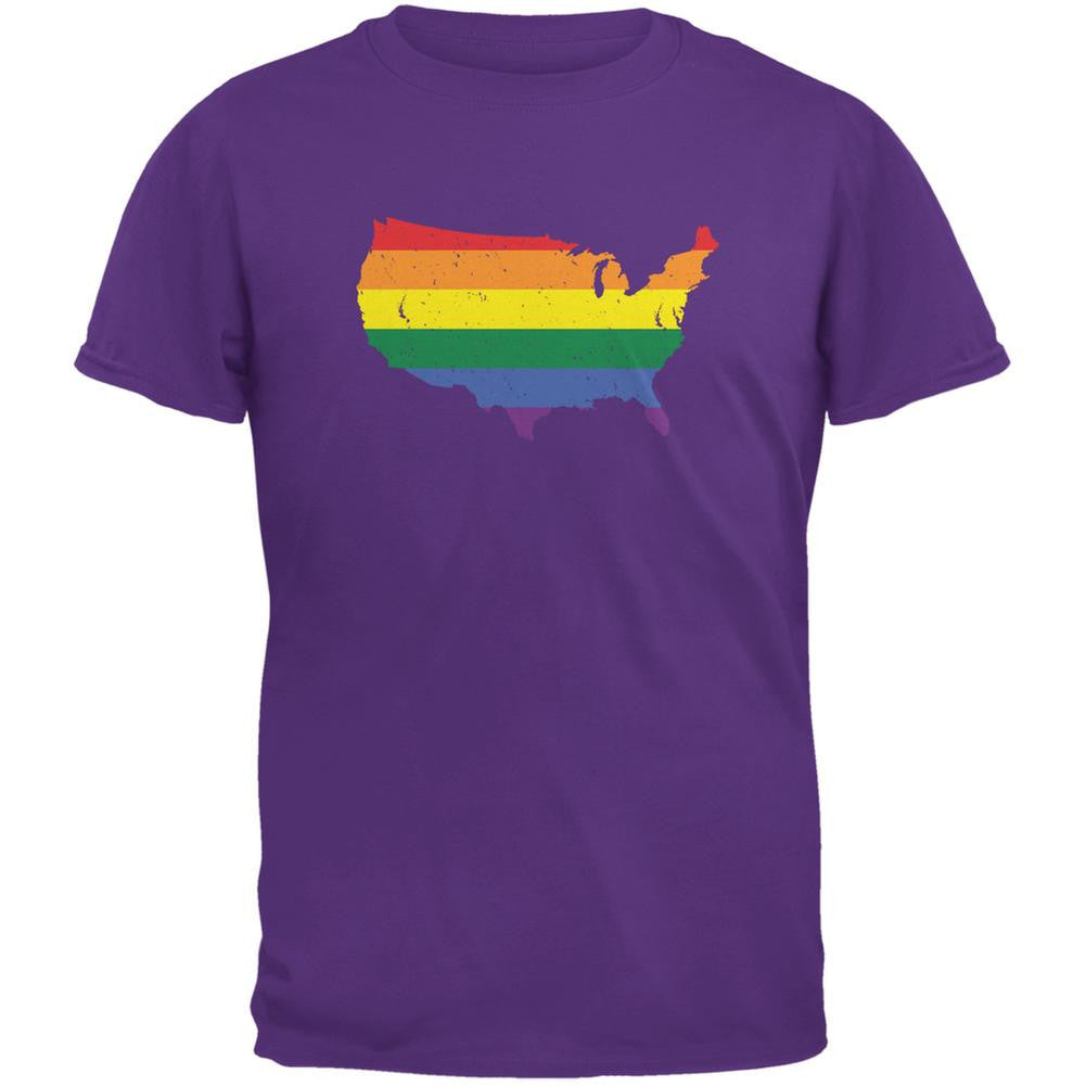 LGBT Rainbow USA Purple Adult T-Shirt Men's T-Shirts Old Glory 2XL Purple