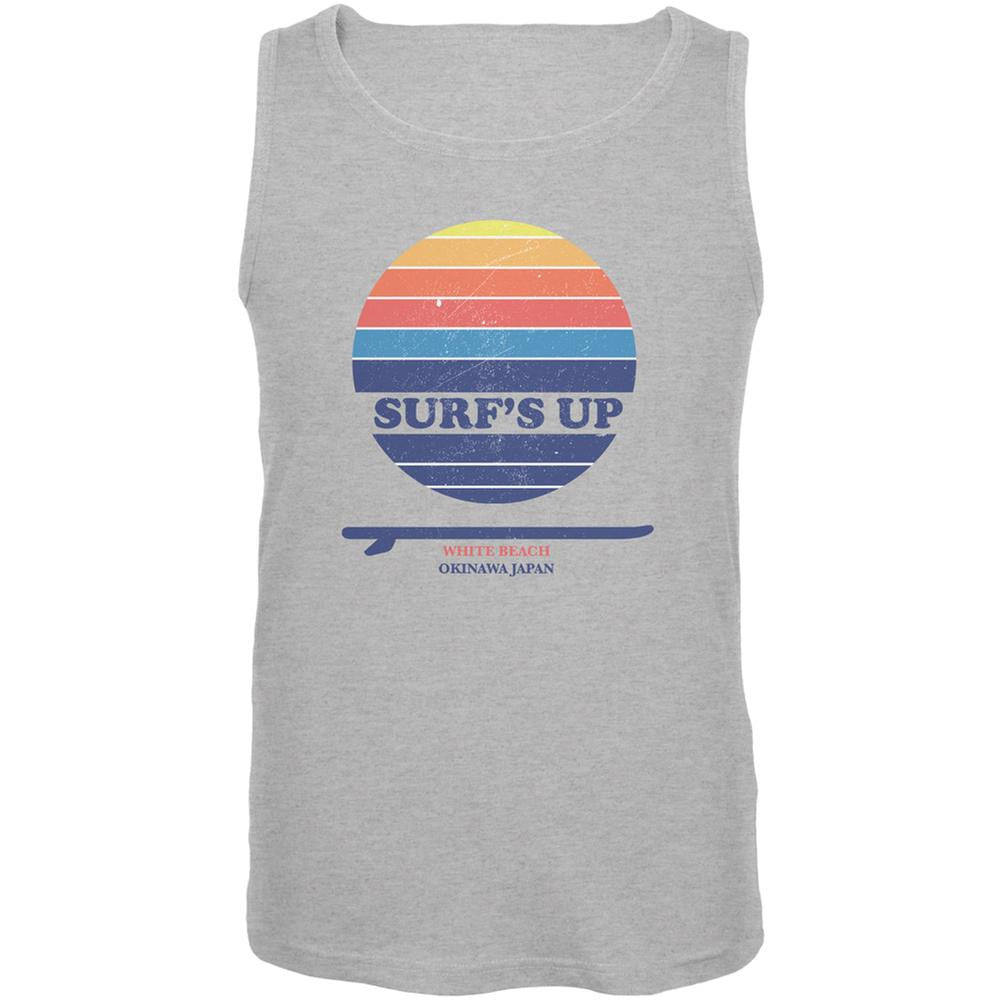 Surf's Up Okinawa Beach Heather Grey Adult Tank Top Men's Tank Tops Old Glory 2XL Grey