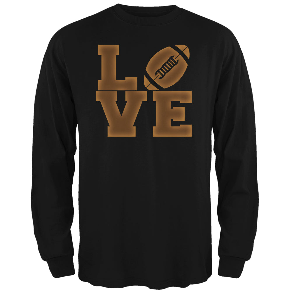 Football Love Black Adult Long Sleeve T-Shirt Men's Long Sleeves Old Glory 2XL Black