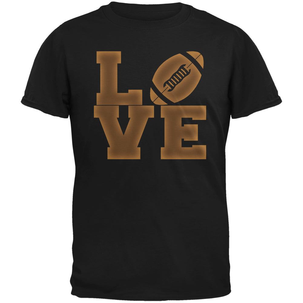 Football Love Black Adult T-Shirt Men's T-Shirts Old Glory 2XL Black
