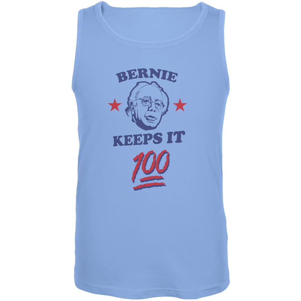 Election 2016 Bernie Sanders Keeps It 100 Carolina Blue Adult Tank Top Men's Tank Tops Old Glory 2XL Blue