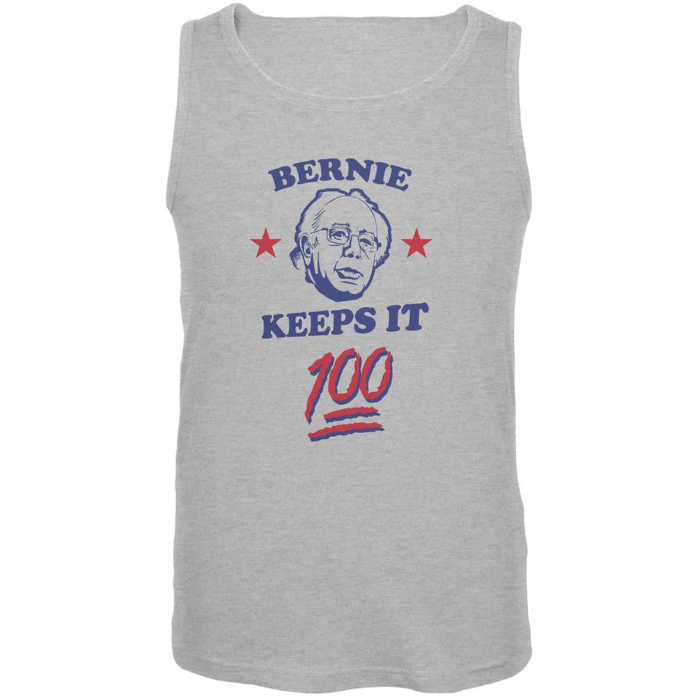 Election 2016 Bernie Sanders Keeps It 100 Heather Grey Adult Tank Top Men's Tank Tops Old Glory 2XL Grey