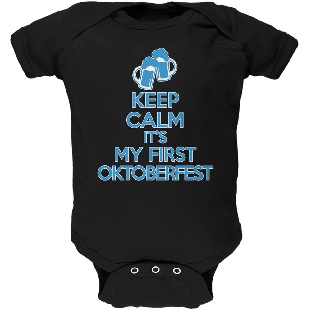 Oktoberfest Keep Calm First Funny Black Soft Baby One Piece Baby One Piece Old Glory 0-3M Black