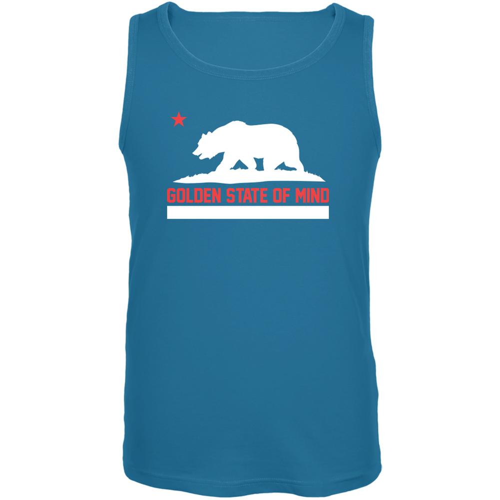 California Republic Golden State Of Mind Turquoise Adult Tank Top Men's Tank Tops Old Glory LG Blue