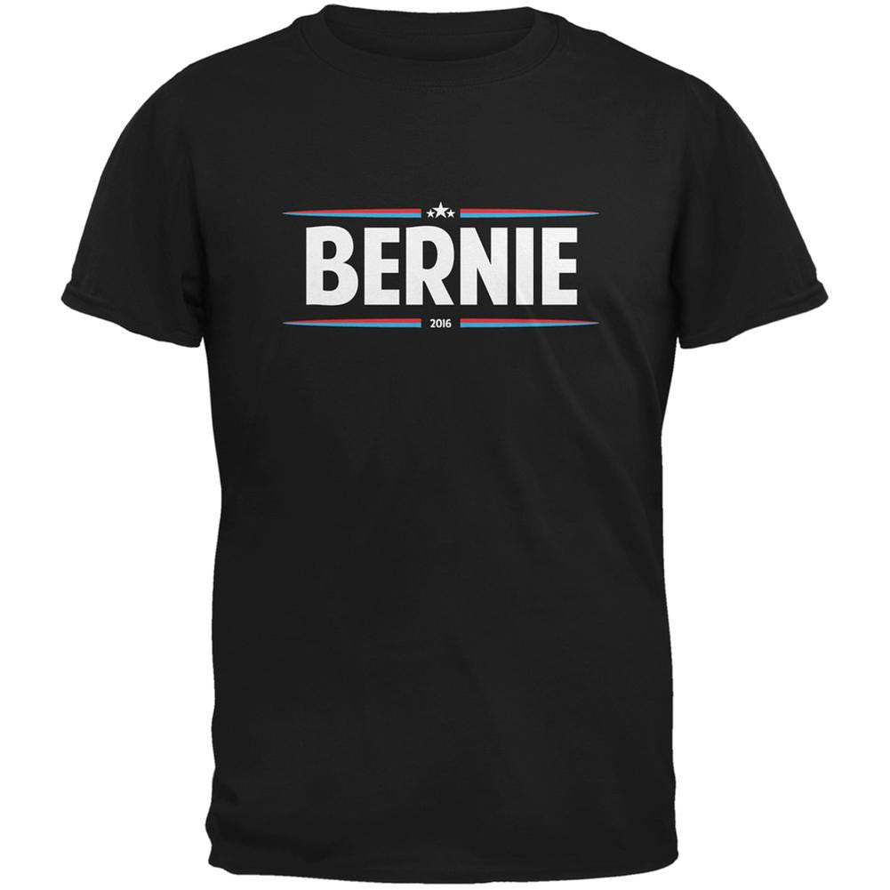 Election 2016 - Bernie Thin Stripes Black Adult T-Shirt Men's T-Shirts Old Glory 2XL Black