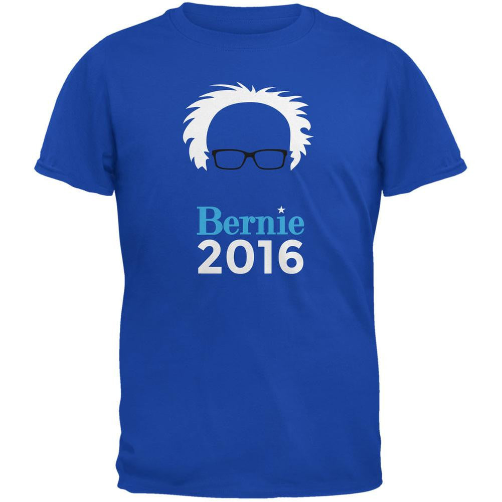 Election 2016 Bernie Sanders Hair Minimalist Royal Adult T-Shirt Men's T-Shirts Old Glory 2XL Blue
