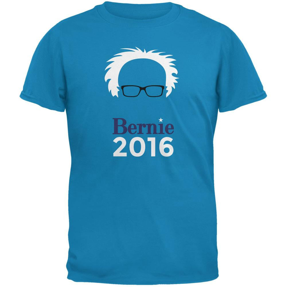 Election 2016 Bernie Sanders Hair Minimalist Sapphire Blue Adult T-Shirt Men's T-Shirts Old Glory 2XL Blue