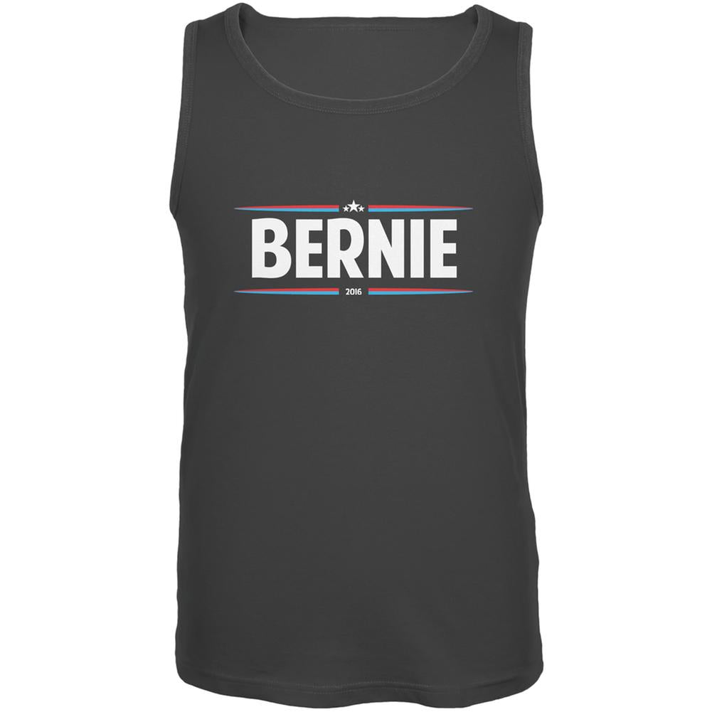 Election 2020 - Bernie Thin Stripes Charcoal Grey Adult Tank Top Men's Tank Tops Old Glory 2XL Grey