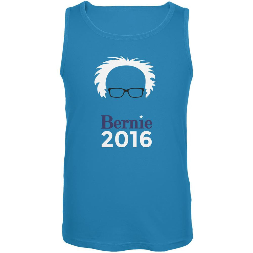 Election 2016 Bernie Sanders Hair Minimalist Turquoise Adult Tank Top Men's Tank Tops Old Glory LG Blue