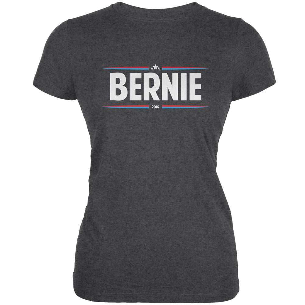 Election 2020 - Bernie Thin Stripes Dark Heather Juniors Soft T-Shirt Juniors T-Shirts Old Glory 2XL Grey