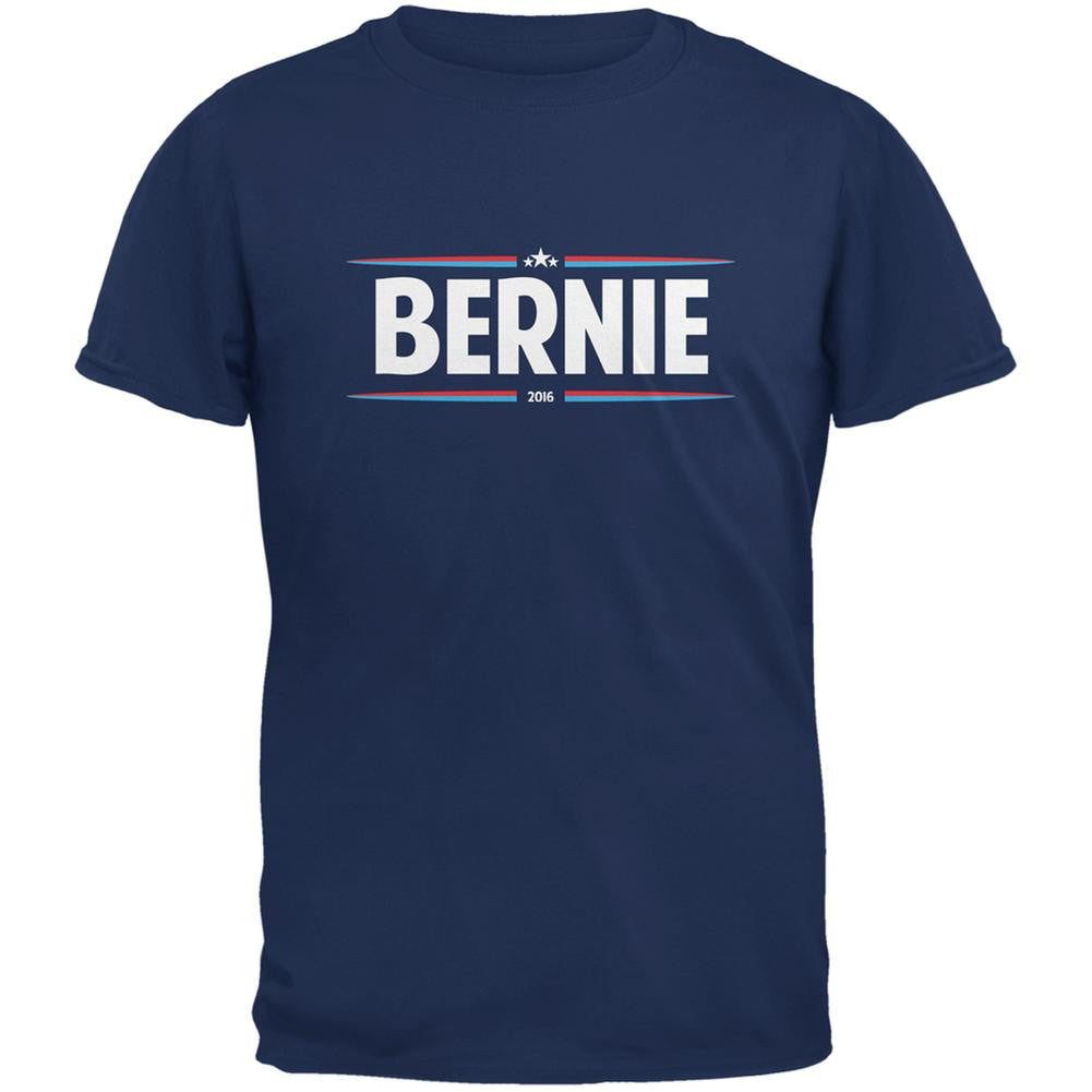 Election 2016 - Bernie Thin Stripes Metro Blue Adult T-Shirt Men's T-Shirts Old Glory 2XL Blue