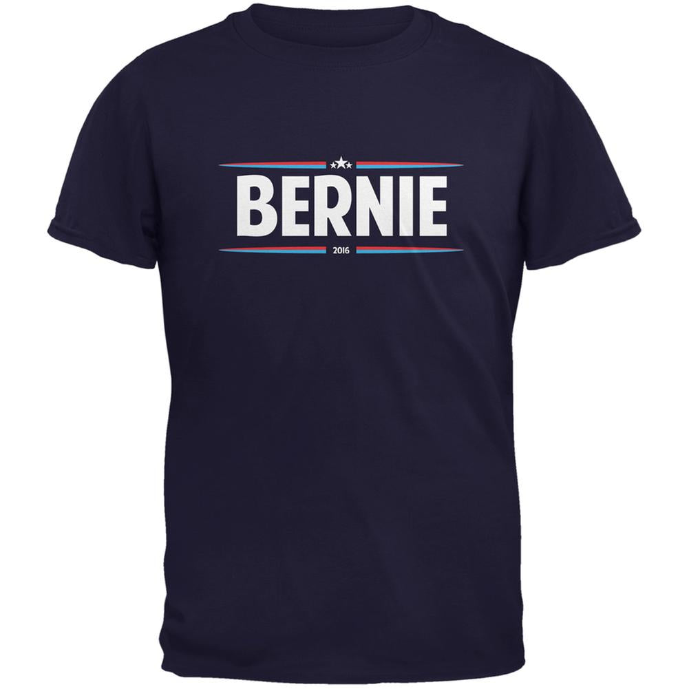 Election 2020 - Bernie Thin Stripes Navy Adult T-Shirt Men's T-Shirts Old Glory 2XL Blue