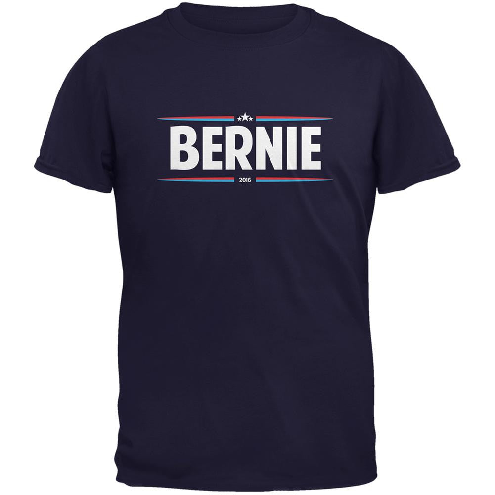 Election 2016 - Bernie Thin Stripes Navy Adult T-Shirt Men's T-Shirts Old Glory 2XL Blue