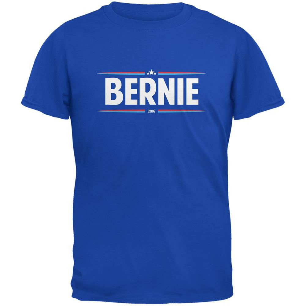 Election 2016 - Bernie Thin Stripes Royal Adult T-Shirt Men's T-Shirts Old Glory 2XL Blue