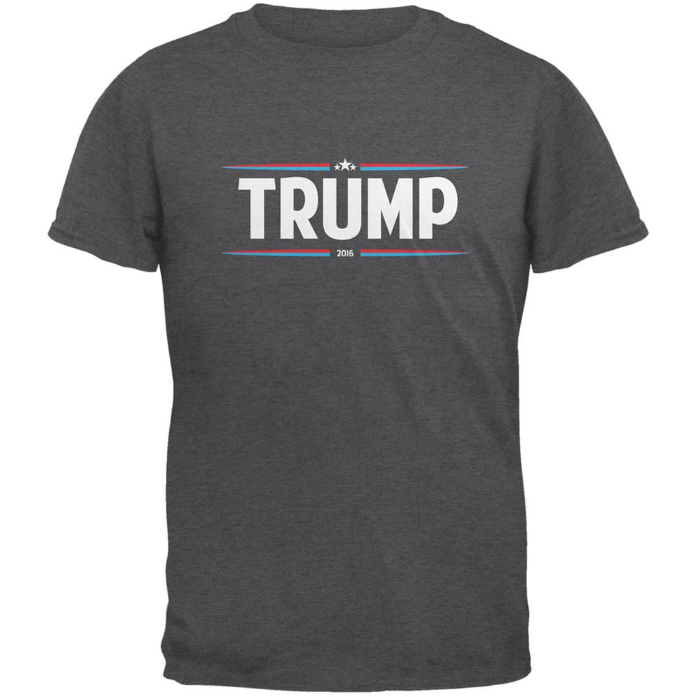 Election 2016 - Trump Thin Stripes Dark Heather Adult T-Shirt Men's T-Shirts Old Glory 2XL Grey