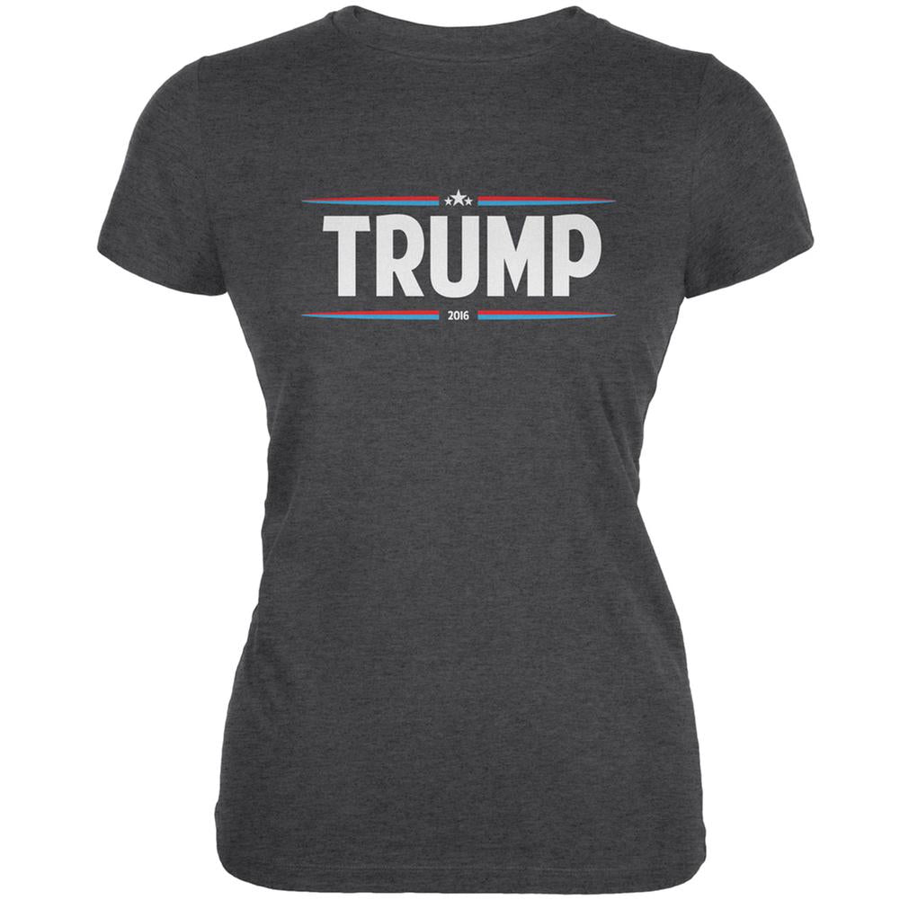 Election 2020 - Trump Thin Stripes Dark Heather Juniors Soft T-Shirt Juniors T-Shirts Old Glory 2XL Grey