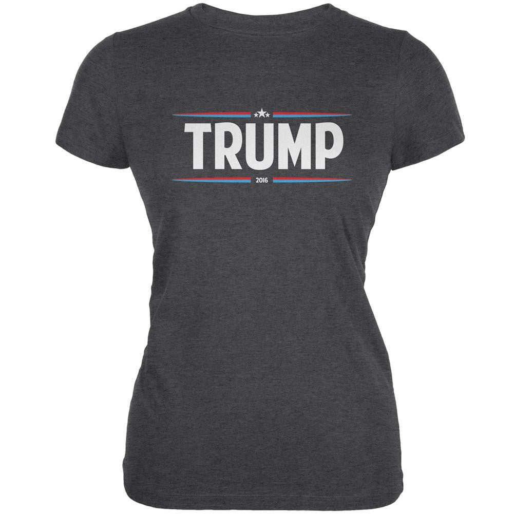 Election 2016 - Trump Thin Stripes Dark Heather Juniors Soft T-Shirt Juniors T-Shirts Old Glory 2XL Grey