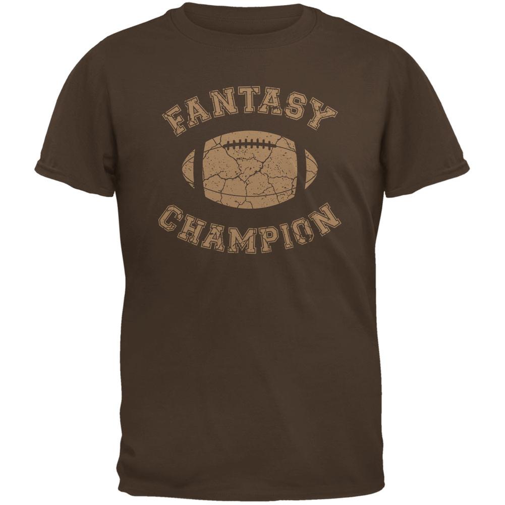 Fantasy Football Distressed Champion Brown Adult T-Shirt Men's T-Shirts Old Glory 2XL Brown