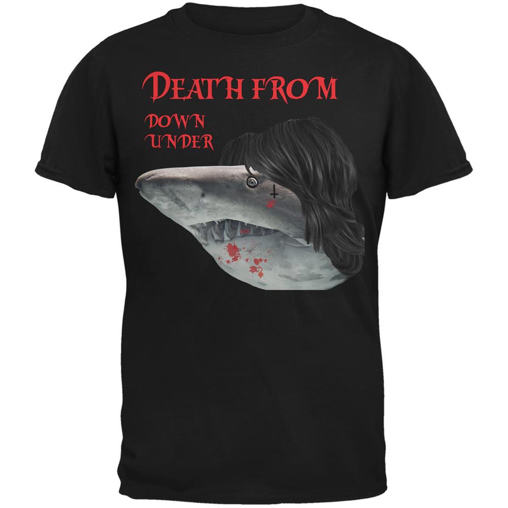 Death From Down Under Shark Black Adult T-Shirt Men's T-Shirts Old Glory 2XL Black