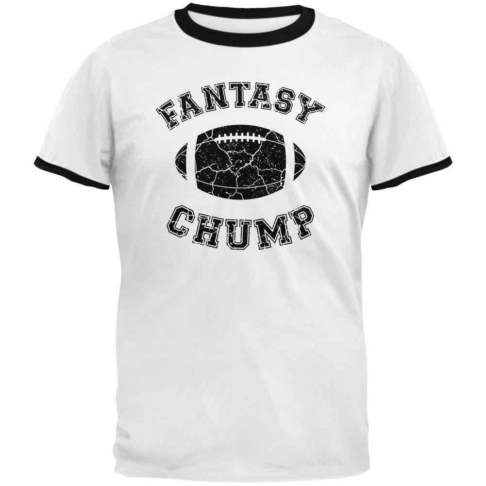 Fantasy Football Distressed Chump White/Black Men's Ringer T-Shirt Men's T-Shirts Old Glory 2X Multi