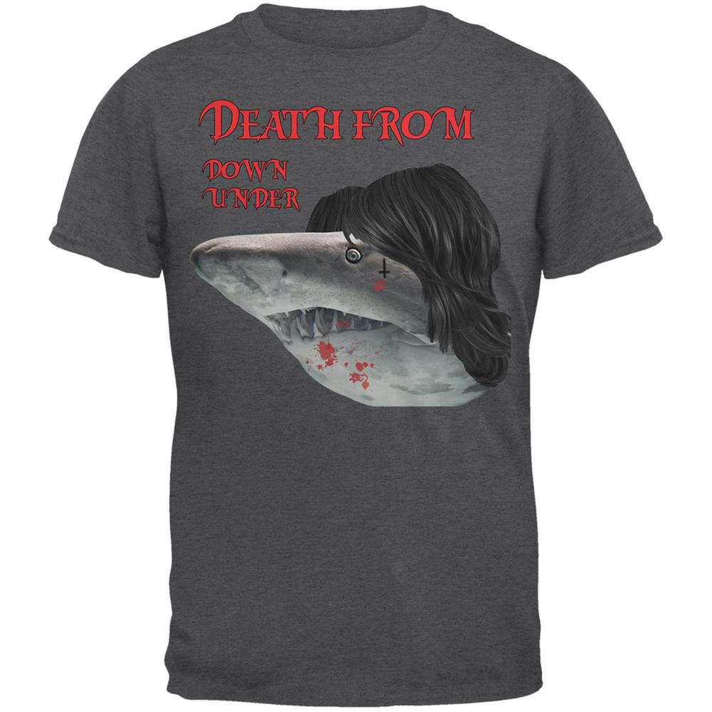 Death From Down Under Shark Dark Heather Adult T-Shirt Men's T-Shirts Old Glory 2XL Grey