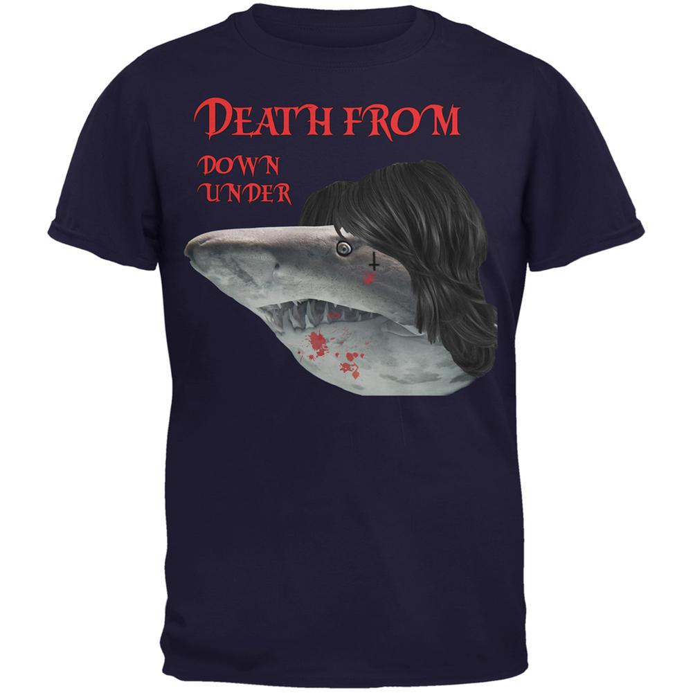 Death From Down Under Shark Navy Adult T-Shirt Men's T-Shirts Old Glory 2XL Blue