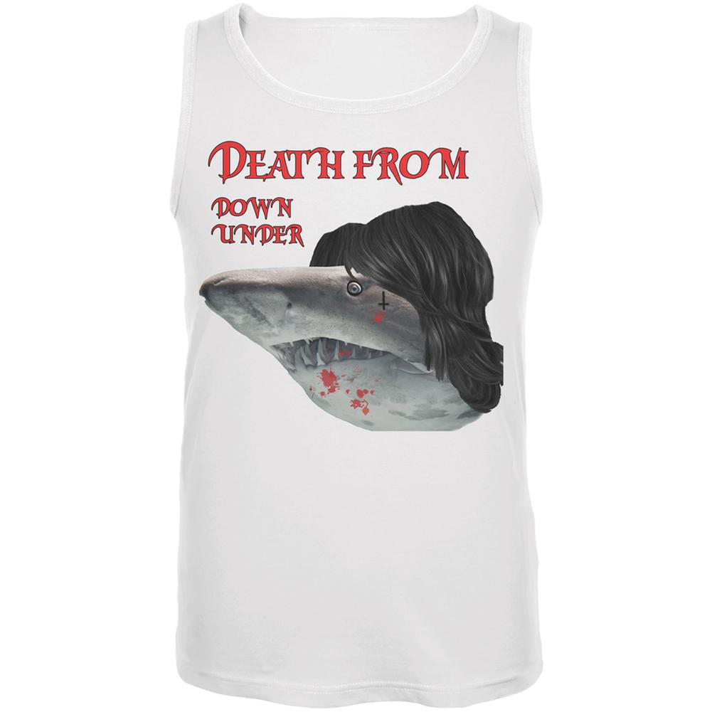 Death From Down Under Shark White Adult Tank Top Men's Tank Tops Old Glory 2XL White