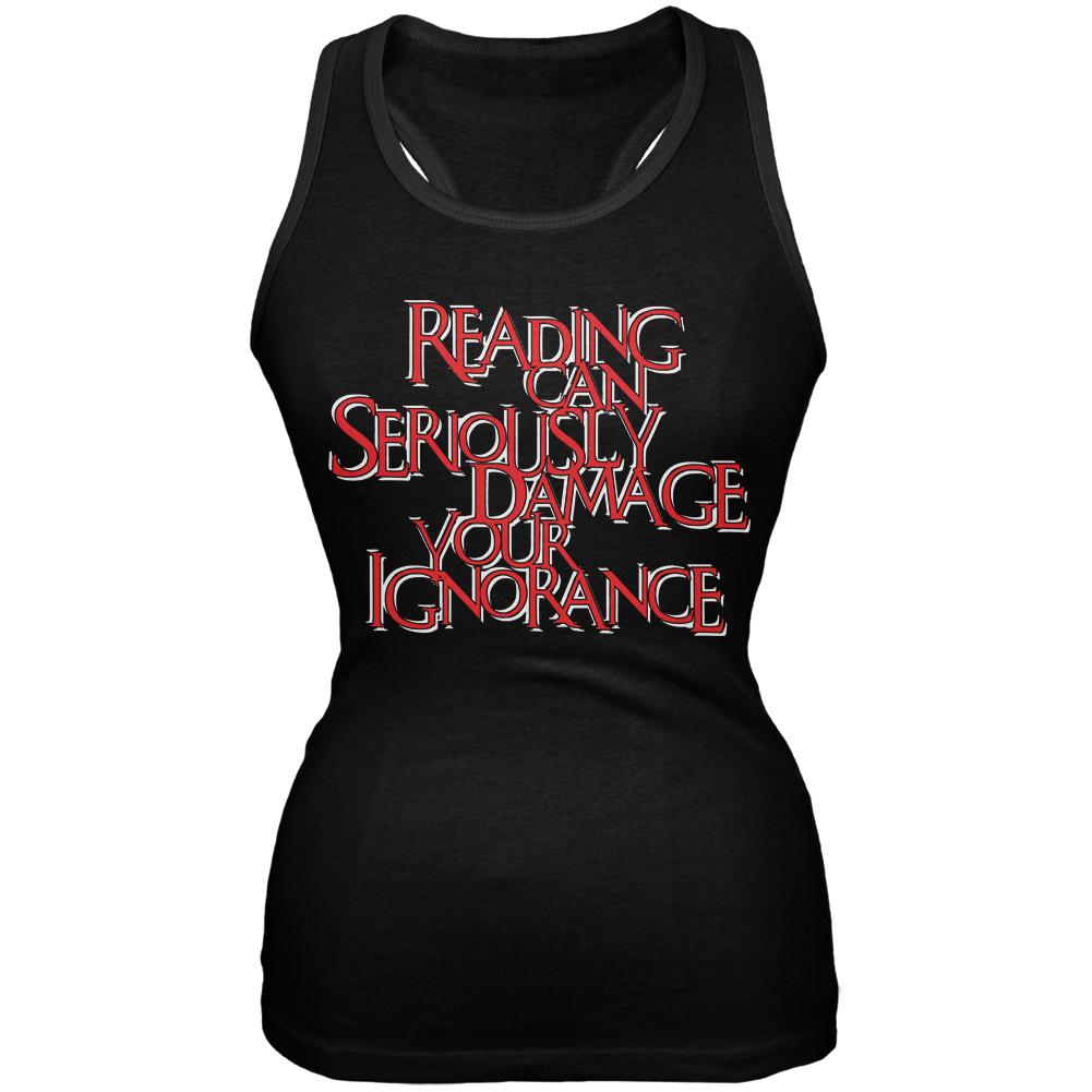 Reading Damages Ignorance Funny Black Juniors Soft Tank Top Juniors Tank Tops Old Glory 2XL Black