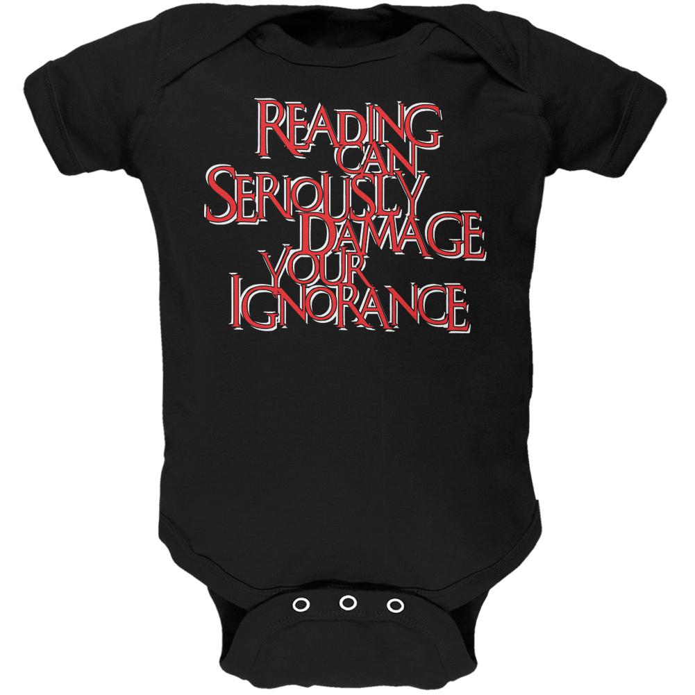 Reading Damages Ignorance Funny Black Soft Baby One Piece Baby One Piece Old Glory 0-3M Black