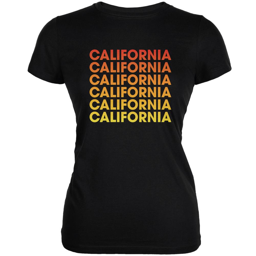 California Repeating Gradient Black Juniors Soft T-Shirt Juniors T-Shirts Old Glory 2XL Black