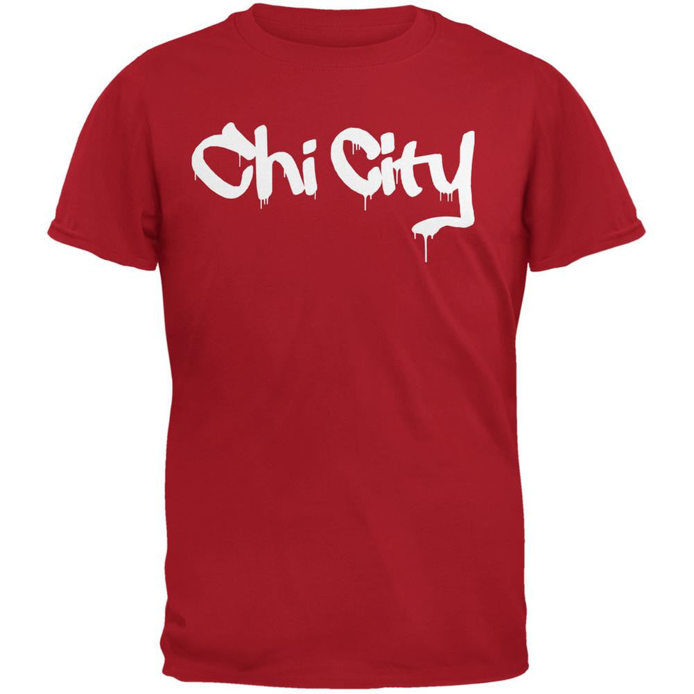 Chicago Chi City Graffiti Red Adult T-Shirt Men's T-Shirts Old Glory 2XL Red