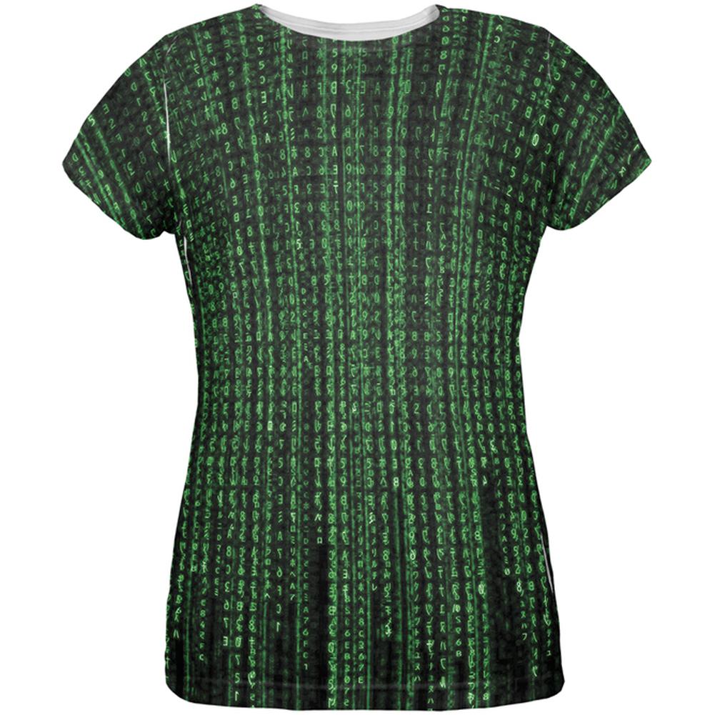 Falling Binary Code All Over Womens T-Shirt Women's T-Shirts Old Glory 2XL Multi