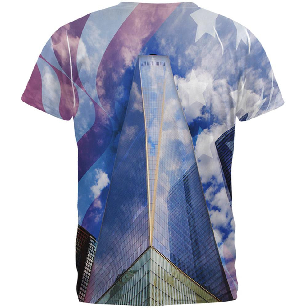 USA Freedom Tower New York City All Over Adult T-Shirt Men's T-Shirts Old Glory