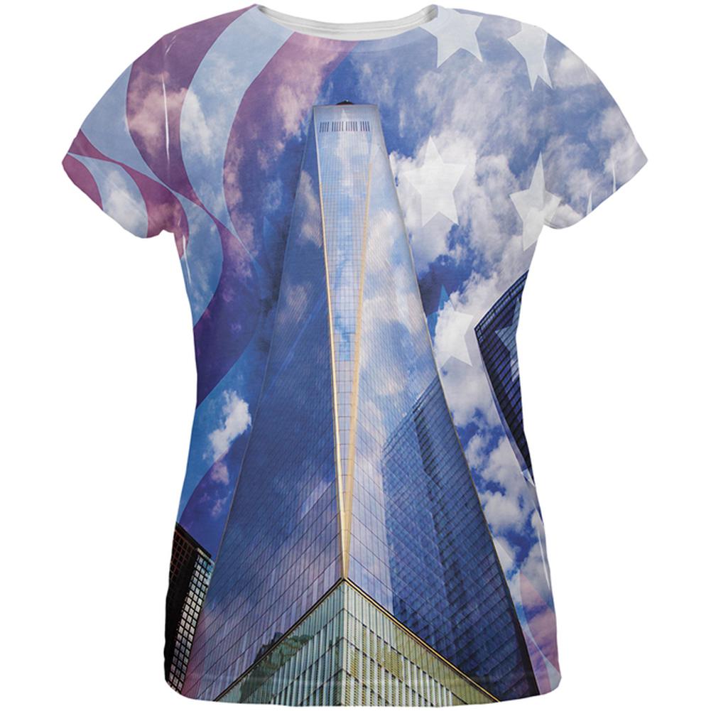 USA Freedom Tower New York City All Over Womens T-Shirt Women's T-Shirts Old Glory 2XL Multi