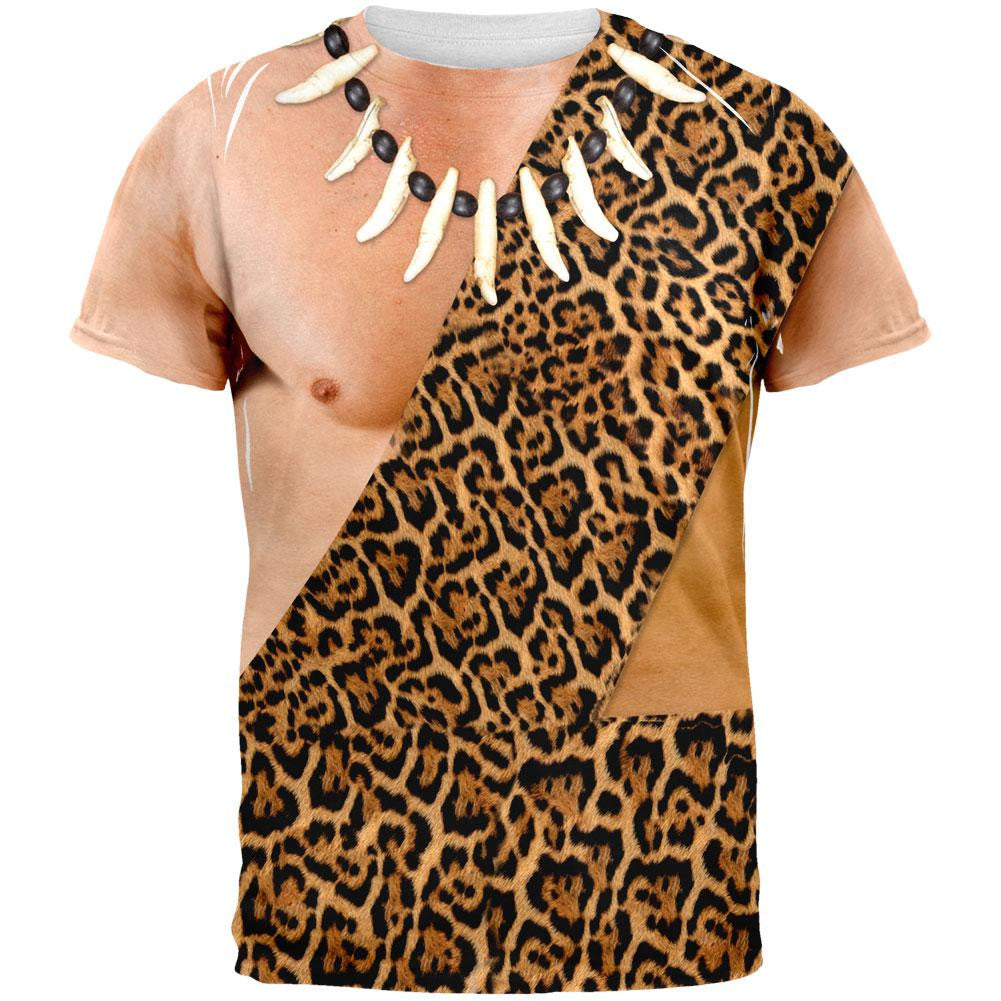 Halloween Caveman Costume All Over Adult T-Shirt Men's T-Shirts Old Glory SM