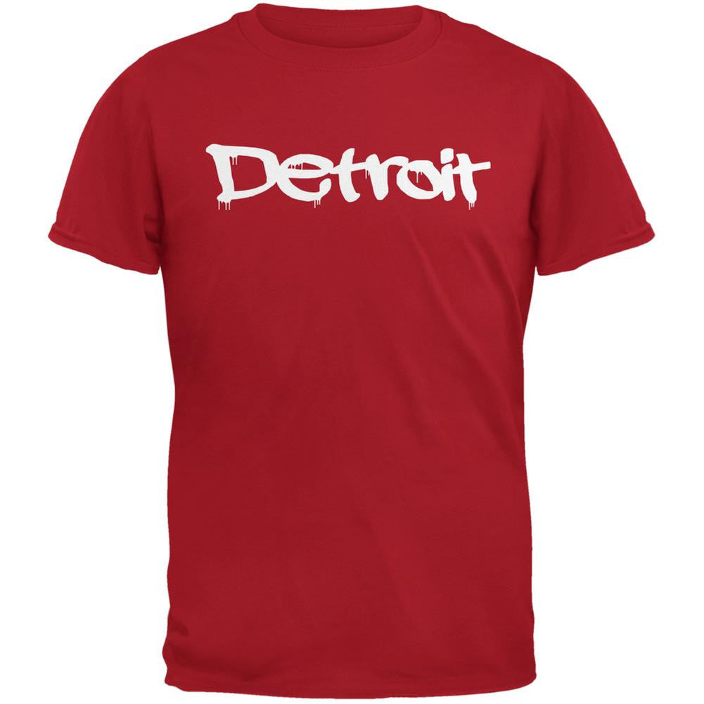 Detroit Graffiti Red Adult T-Shirt Men's T-Shirts Old Glory 2XL Red