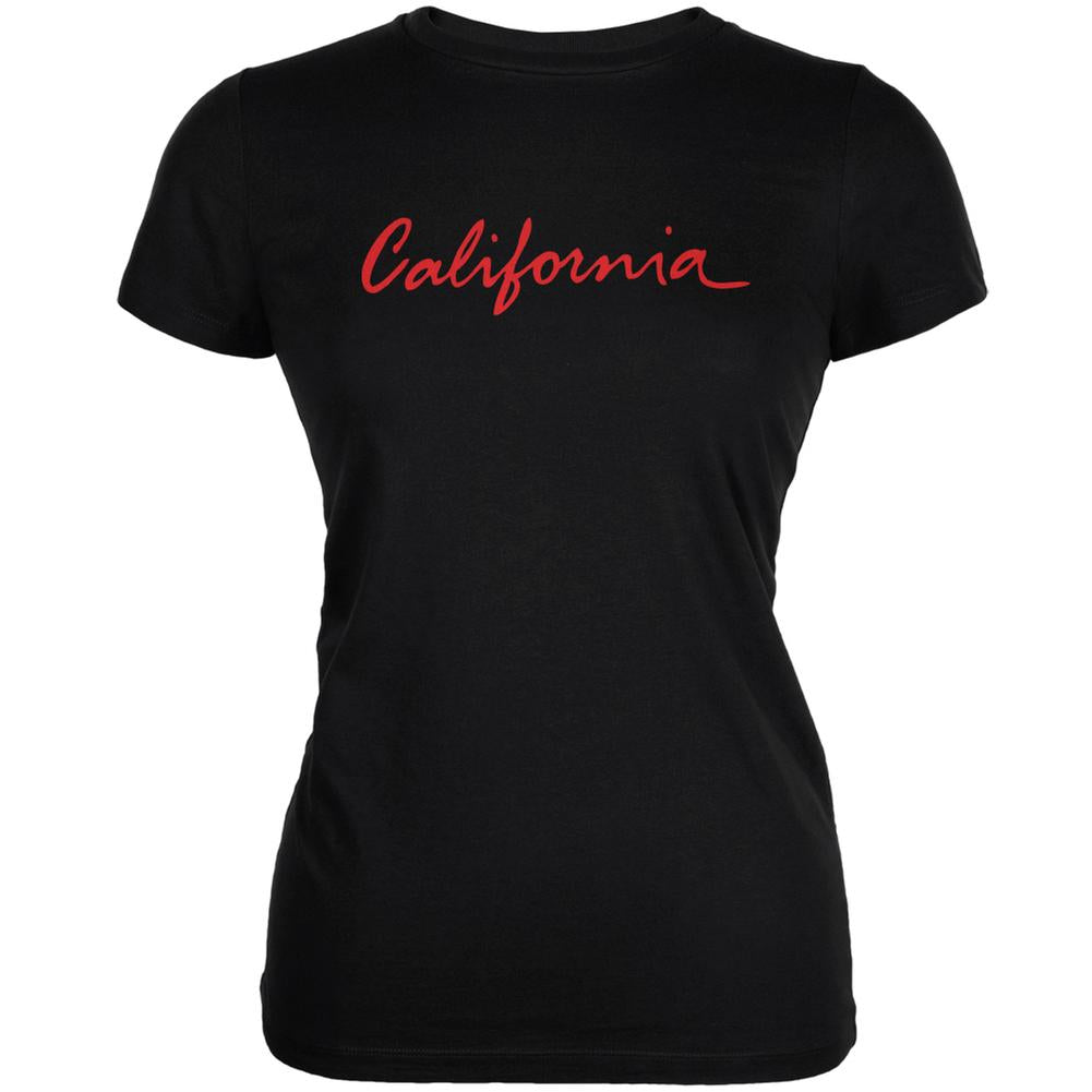 California License Plate Black Juniors Soft T-Shirt Juniors T-Shirts Old Glory 2XL Black