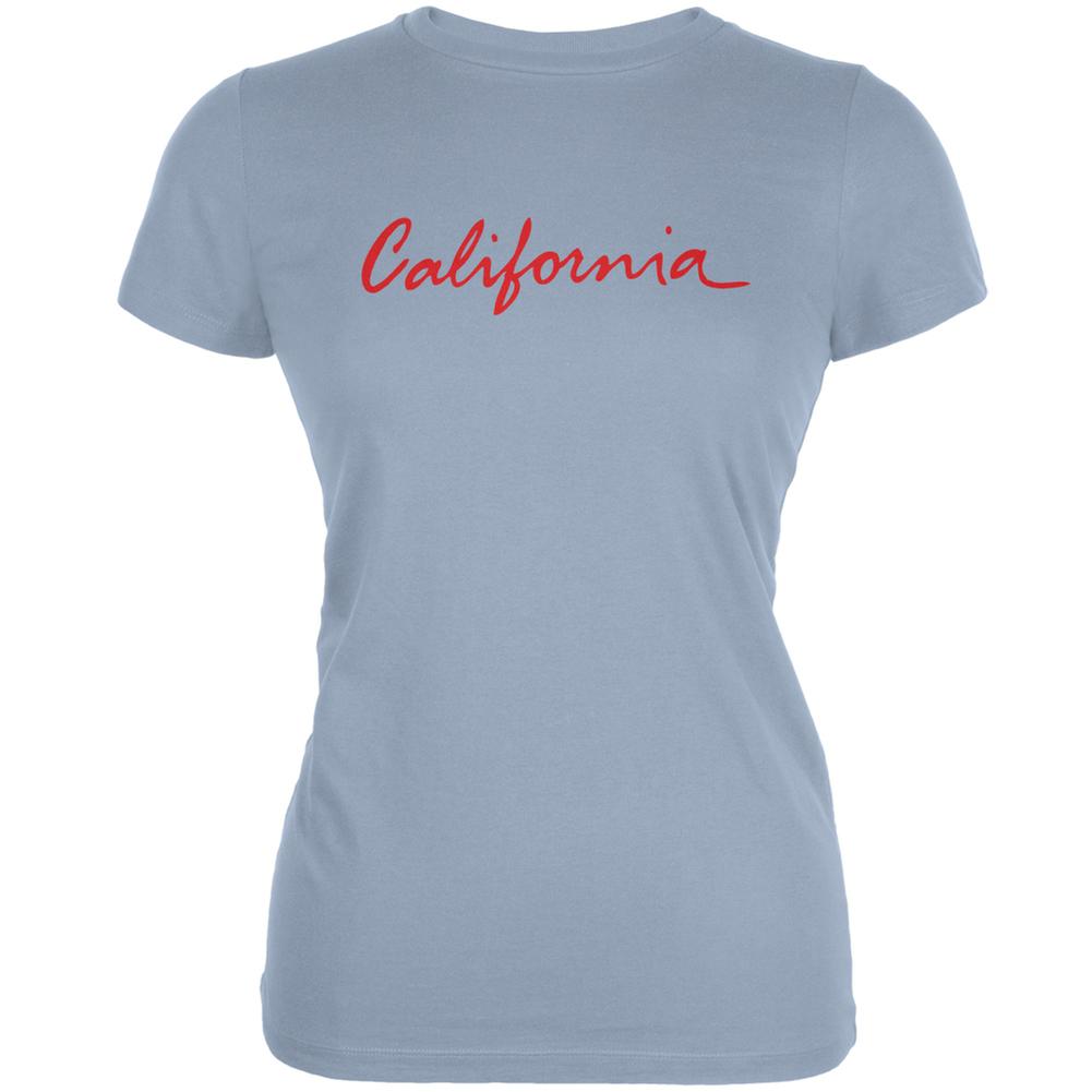 California License Plate Light Blue Juniors Soft T-Shirt Juniors T-Shirts Old Glory 2XL Blue