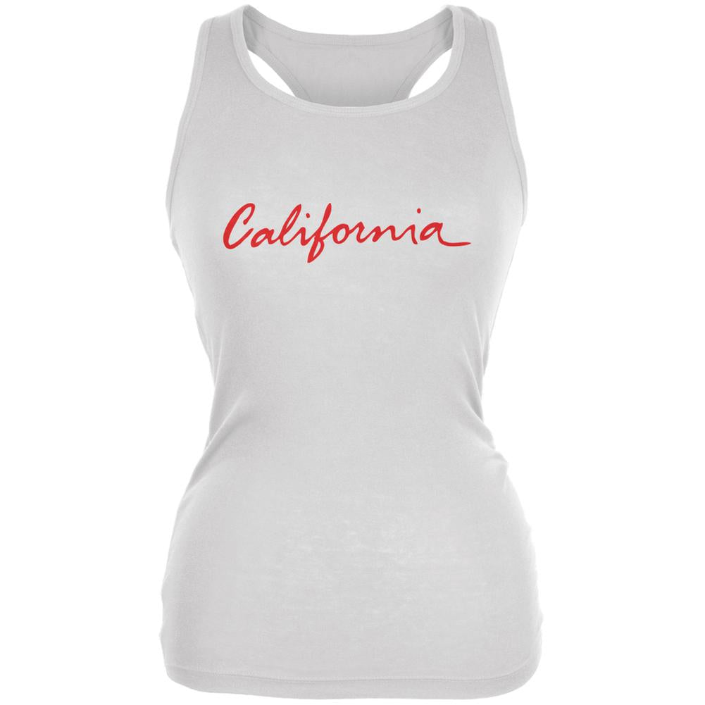 California License Plate White Juniors Soft Tank Top Juniors Tank Tops Old Glory 2XL White